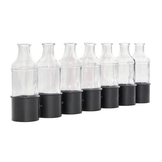 22" Black Metal Adjustable Bottle Vase with Clear Glass Bottles